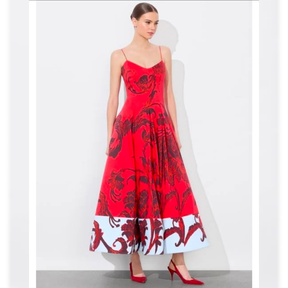 Alice & Olivia By Stacey Benet Isabelle Floral Red Gown Size 14 NEW! - Picture 5 of 16